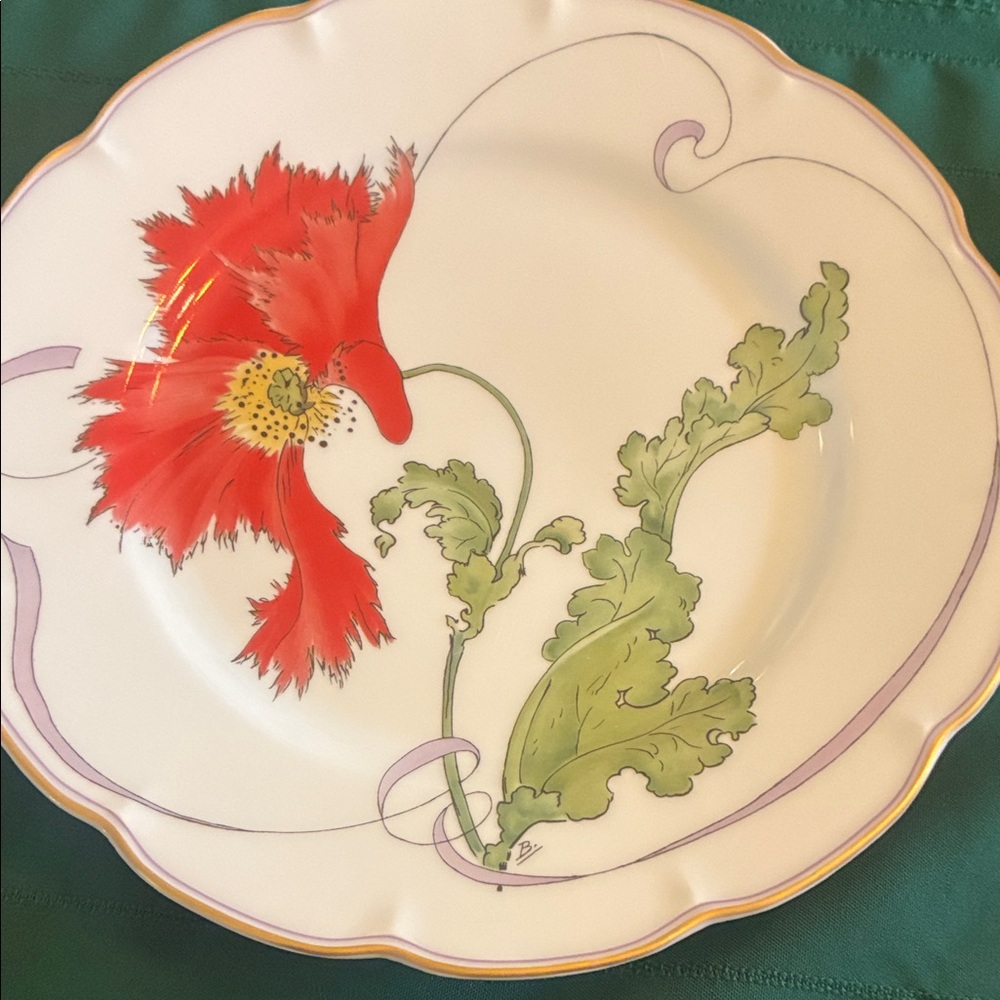 Vibrant Red Floral Dinner Plate